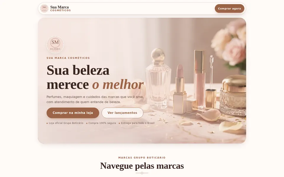 Loja de cosméticos no computador