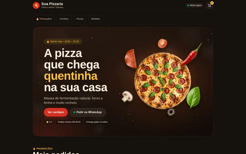 Pizzaria delivery no computador