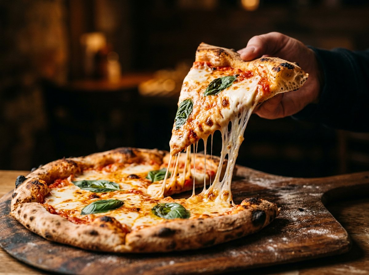 Fatia de margherita com queijo derretido