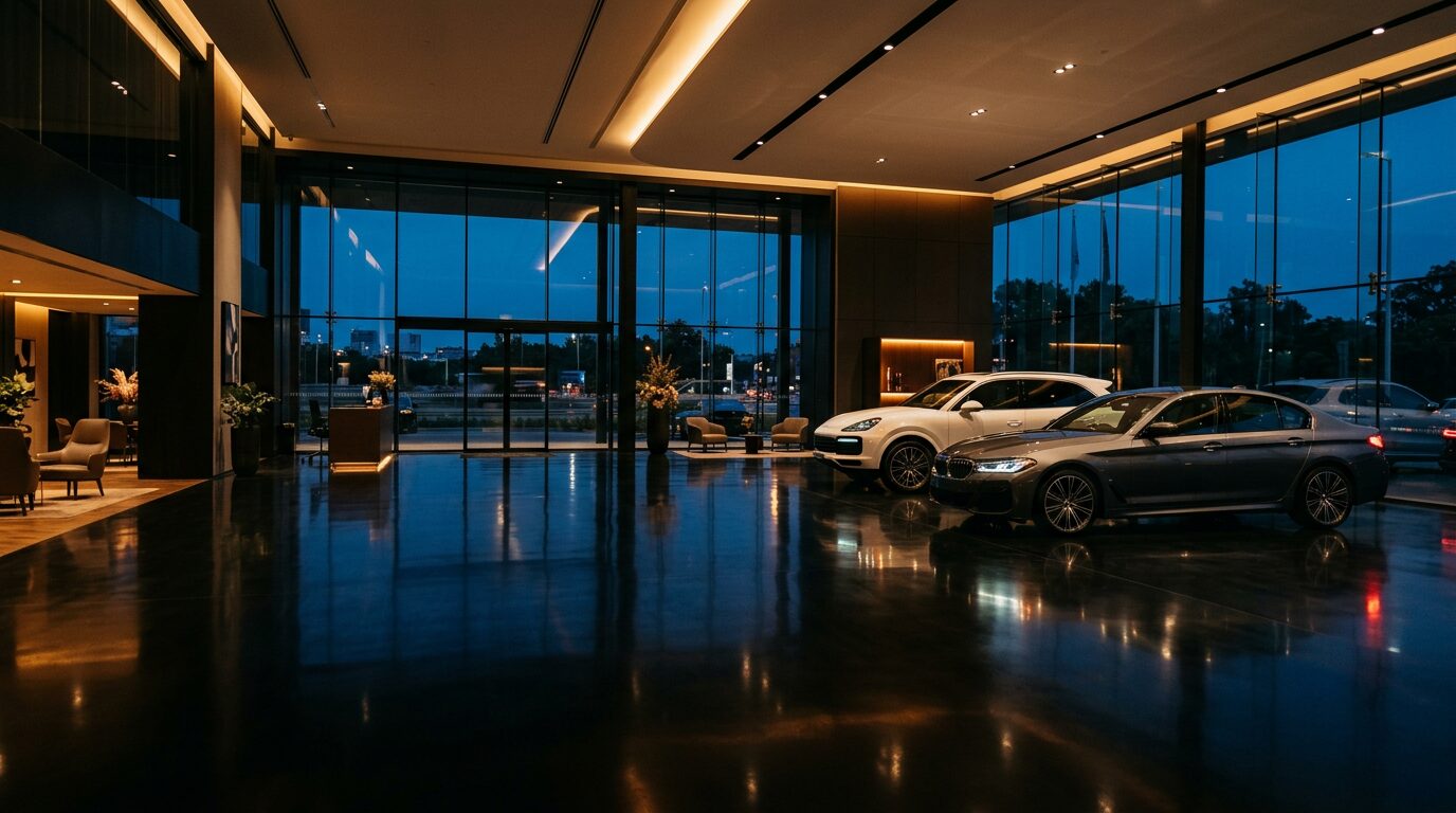 Carro esportivo em destaque no showroom da Veloce